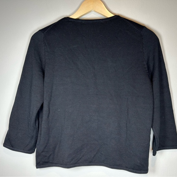 Michael Simon Black Cardigan with Silver & Turquoise Beaded Frogs Geckos Size S - Picture 7 of 11